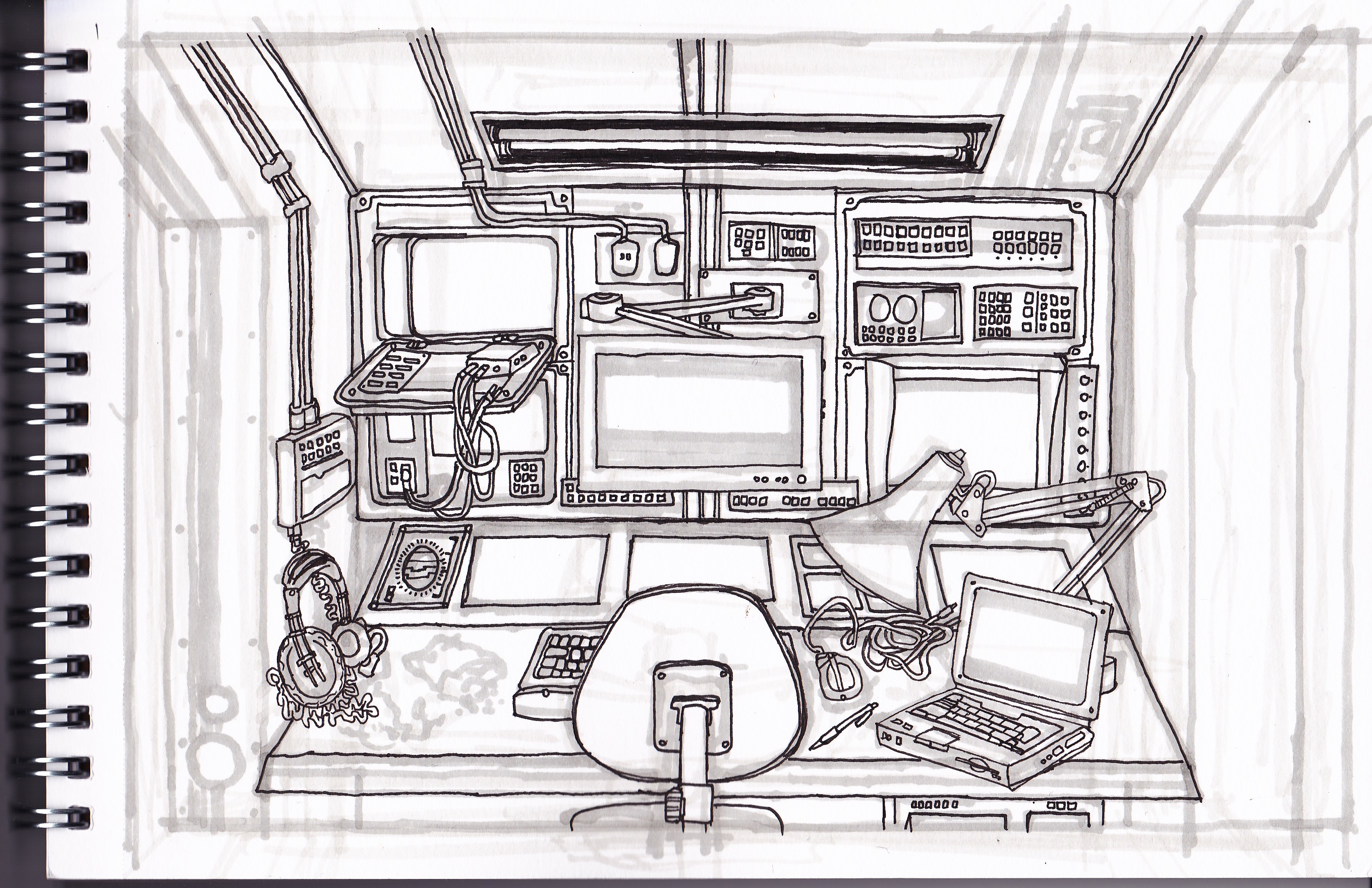 space station inside of a drawing